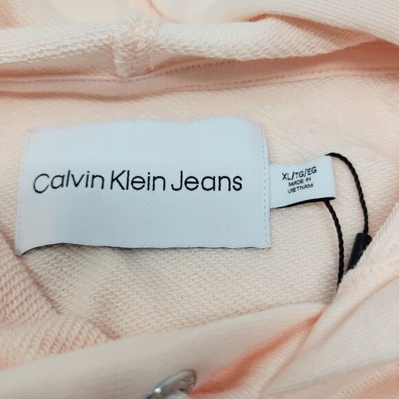 Calvin Klein Womens XL Hoodie Peach Sleeveless Cropped Drawstring Pocket $59 NEW - Picture 3 of 7